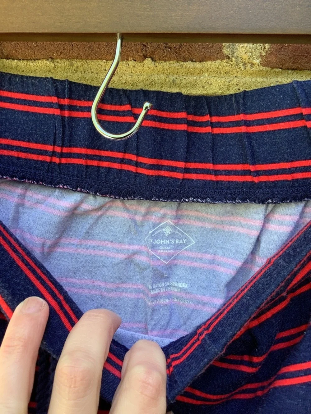 EUC St. John’s Bay Navy Red Midi Skirt Side Slits L